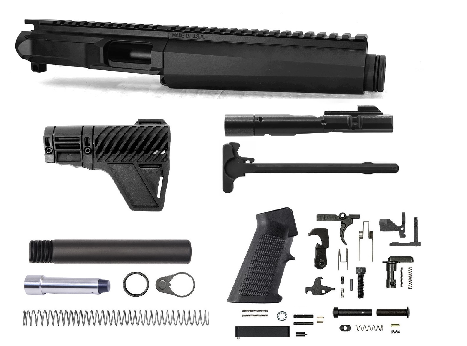 5 inch AR-15 AR-V MP5 Style 9mm Pistol Caliber Melonite Upper w/Can Complete Kit