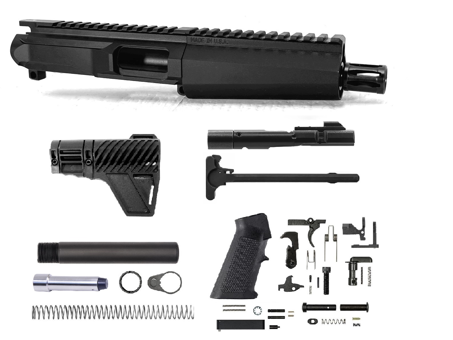 5 inch AR-15 AR-V MP5 Style 9mm Pistol Caliber Melonite Upper Complete Kit
