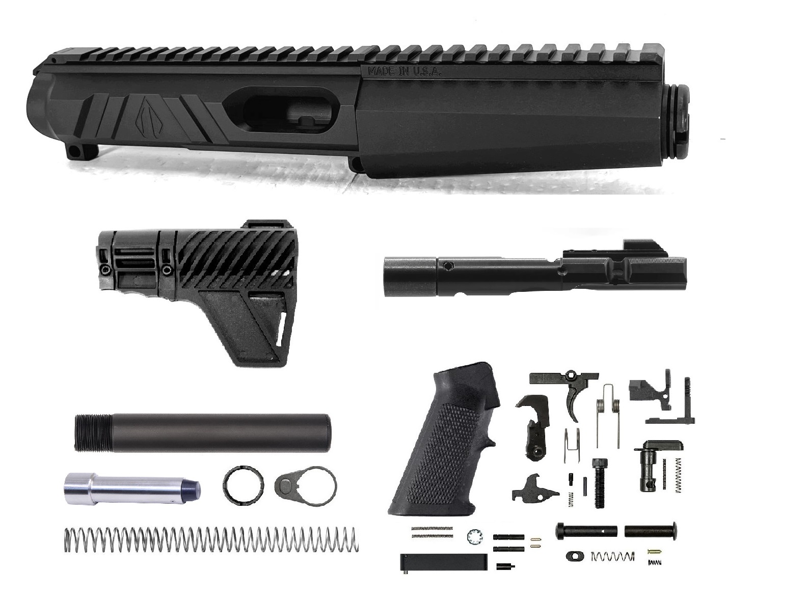3 inch AR-15 AR-V MP5 Style NR Side Charging 45 ACP Melonite Upper w/Can Complete Kit