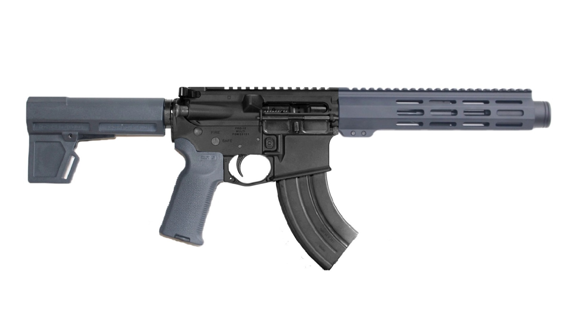 P2A PATRIOT 7.5" 7.62x39 1/10 Pistol Length Melonite M-LOK Pistol with Flash Can - BLK/GRAY