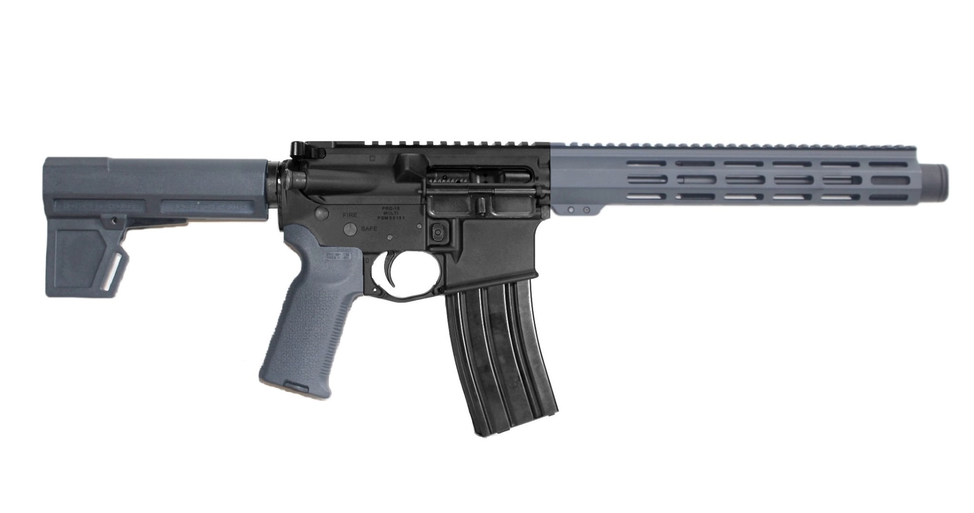 P2A PATRIOT 10.5" 300 Blackout 1/8 or 1/5 Pistol Length Melonite M-LOK Pistol with Flash Can - BLK/GRAY
