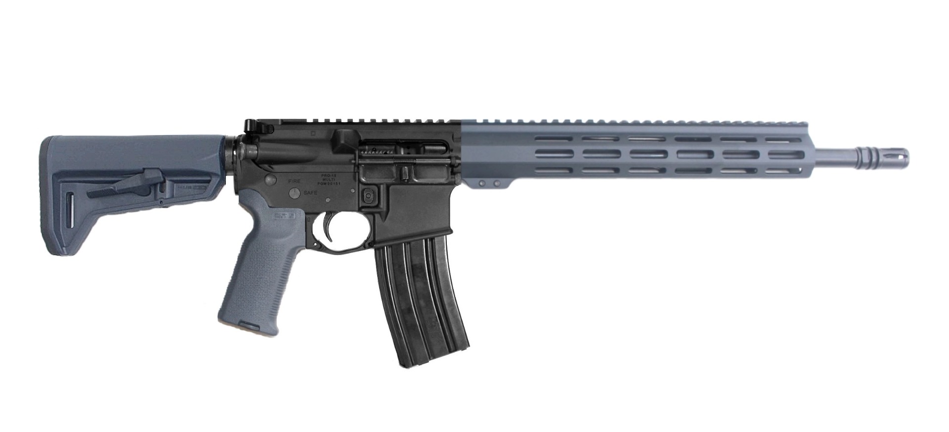 P2A PATRIOT 14.5" 5.56 NATO 1/7 Carbine Length Melonite M-LOK Rifle - Pinned & Welded - BLK/GRAY