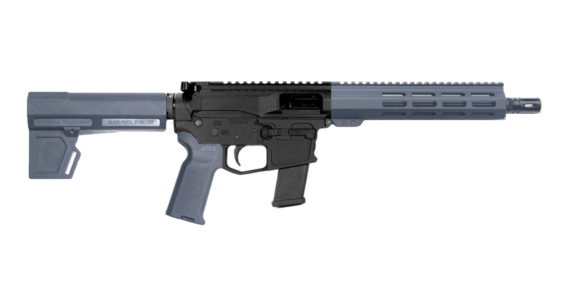 P2A PATRIOT 10.5" 10mm 1/16 Pistol Caliber Melonite M-LOK Pistol - BLK/GRAY