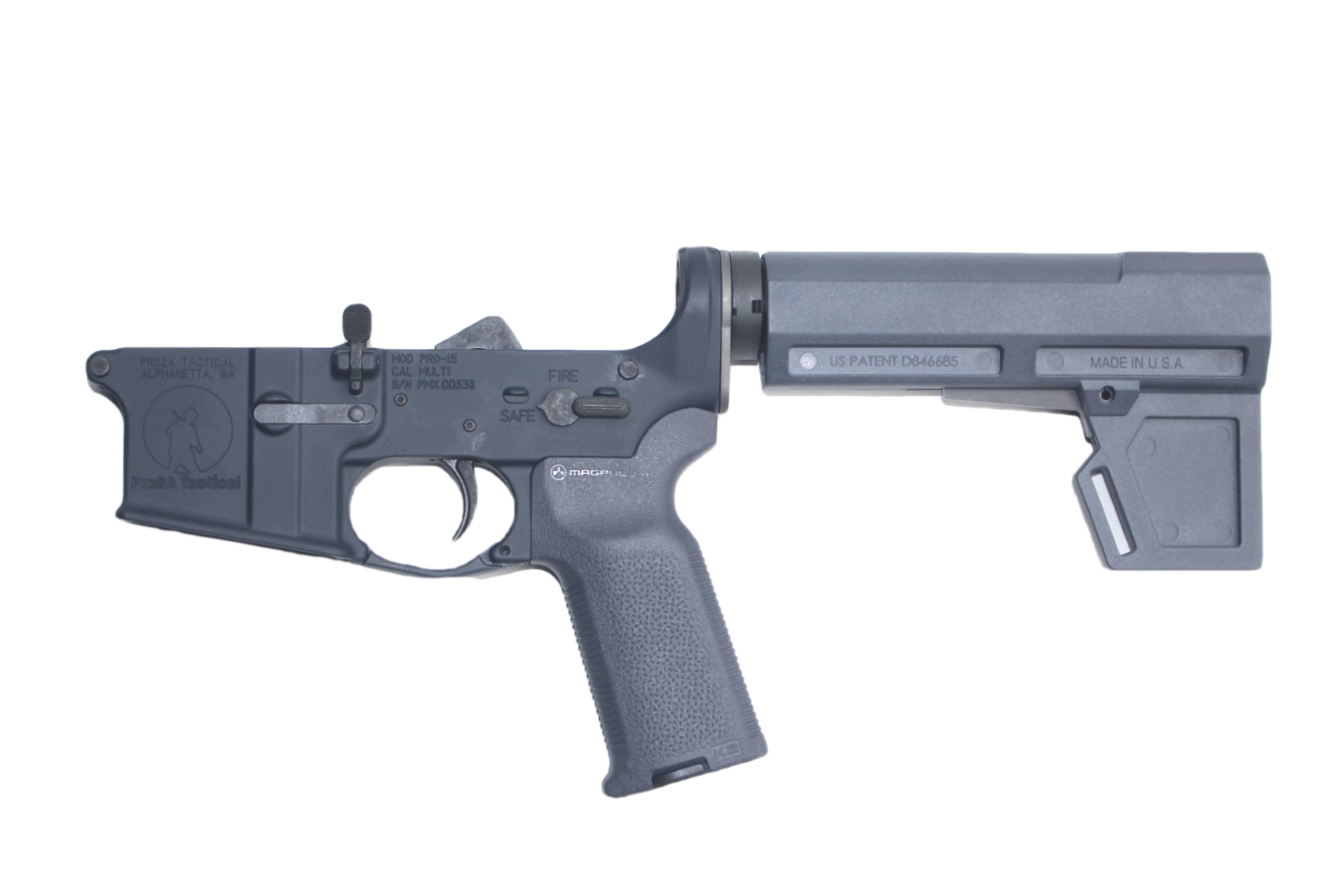 Complete Pistol Pro2A Tactical AR-15 Lower - Stealth Gray