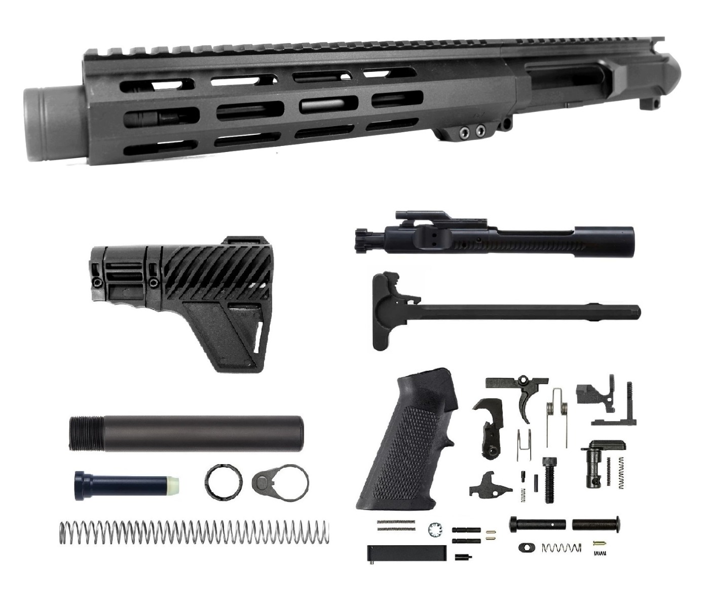 PRO2A LEFT HAND 7.5" 7.62x39 1/10 Pistol Length Melonite M-LOK AR-15 Upper with Flash Can Kit