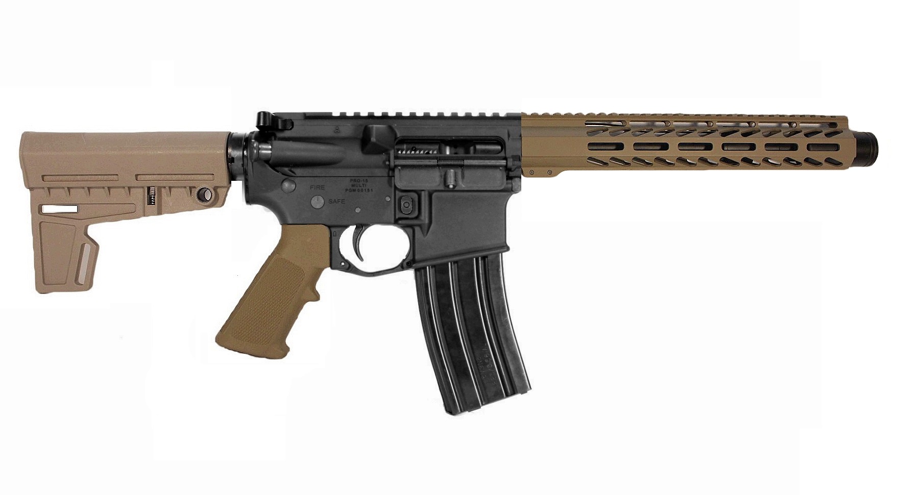 10.5 inch 450 Bushmaster AR Pistol BLK/FDE Color 