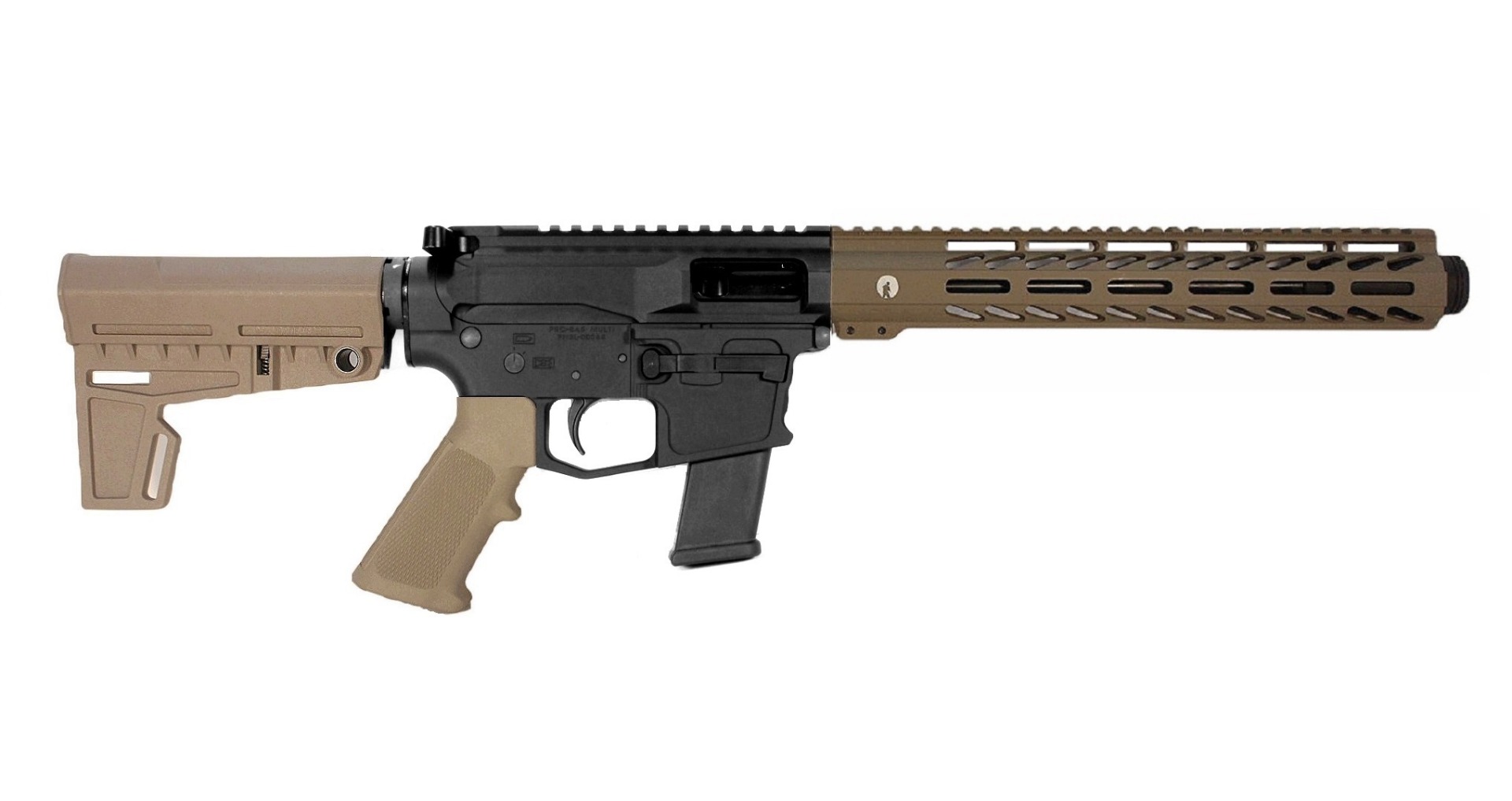 10.5 inch 9mm PCC Pistol in BLK/FDE Color 