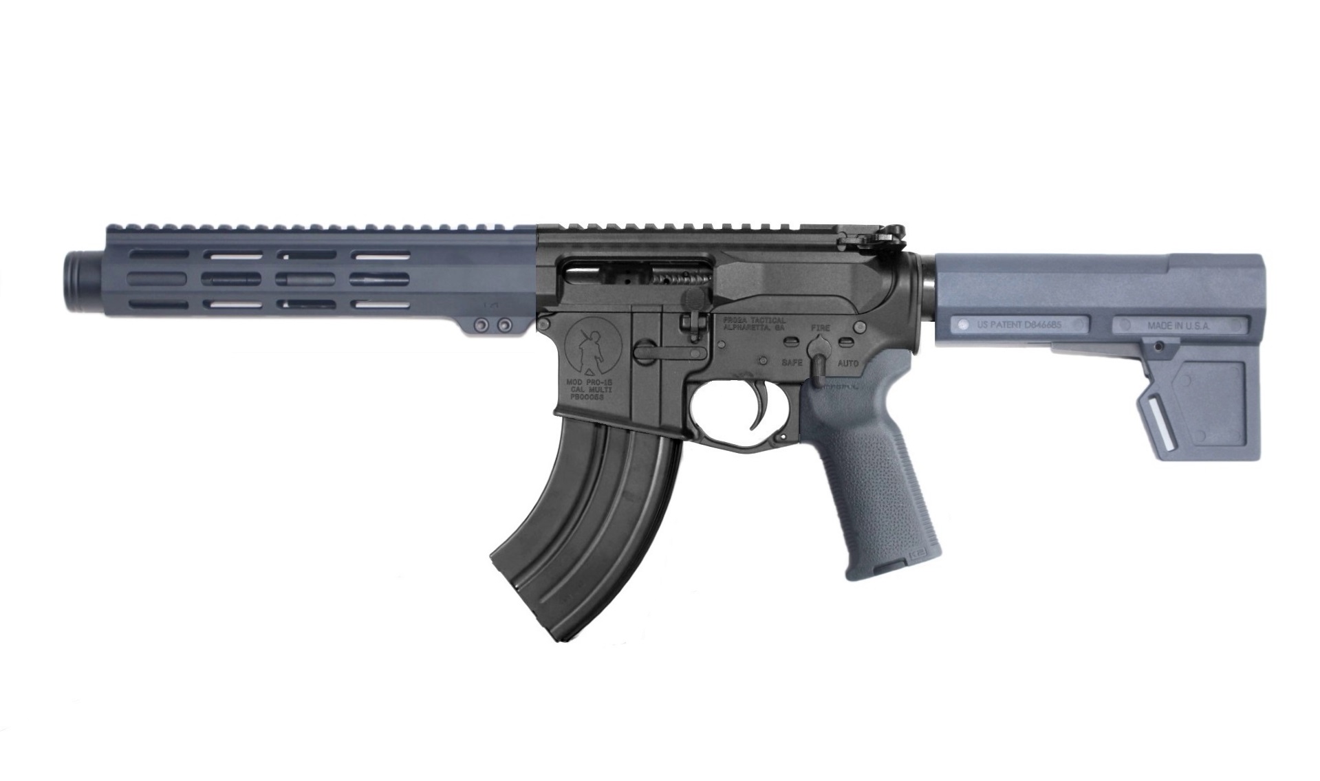 7.5 inch LEFT 7.62x39 AR Pistol in BLK/FDE