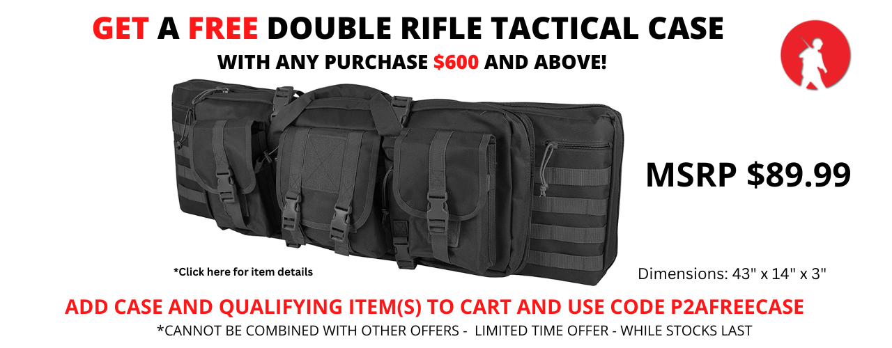 Free Double Rifle Tactical Case for orders $600 and Up!