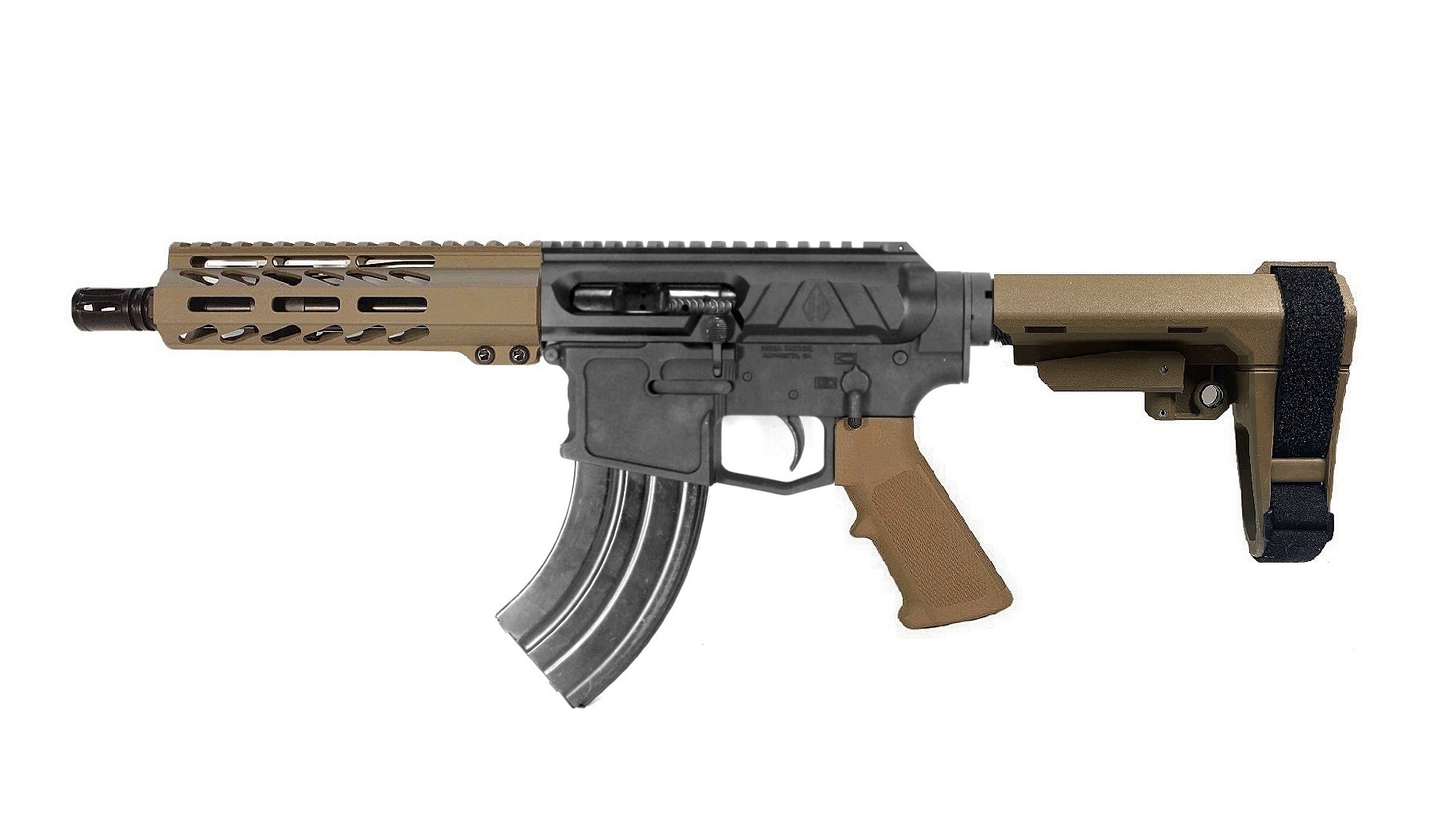 7.5 inch Valiant LEFT 7.62x39 AR Pistol in BLK/FDE