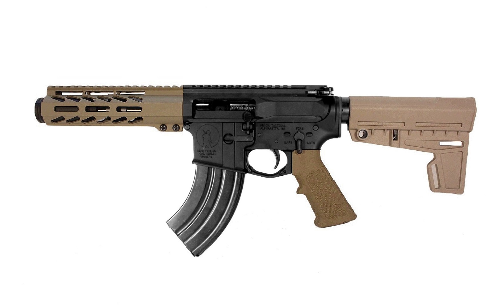 5 inch LEFT 7.62x39 Complete AR Pistol BLK/FDE