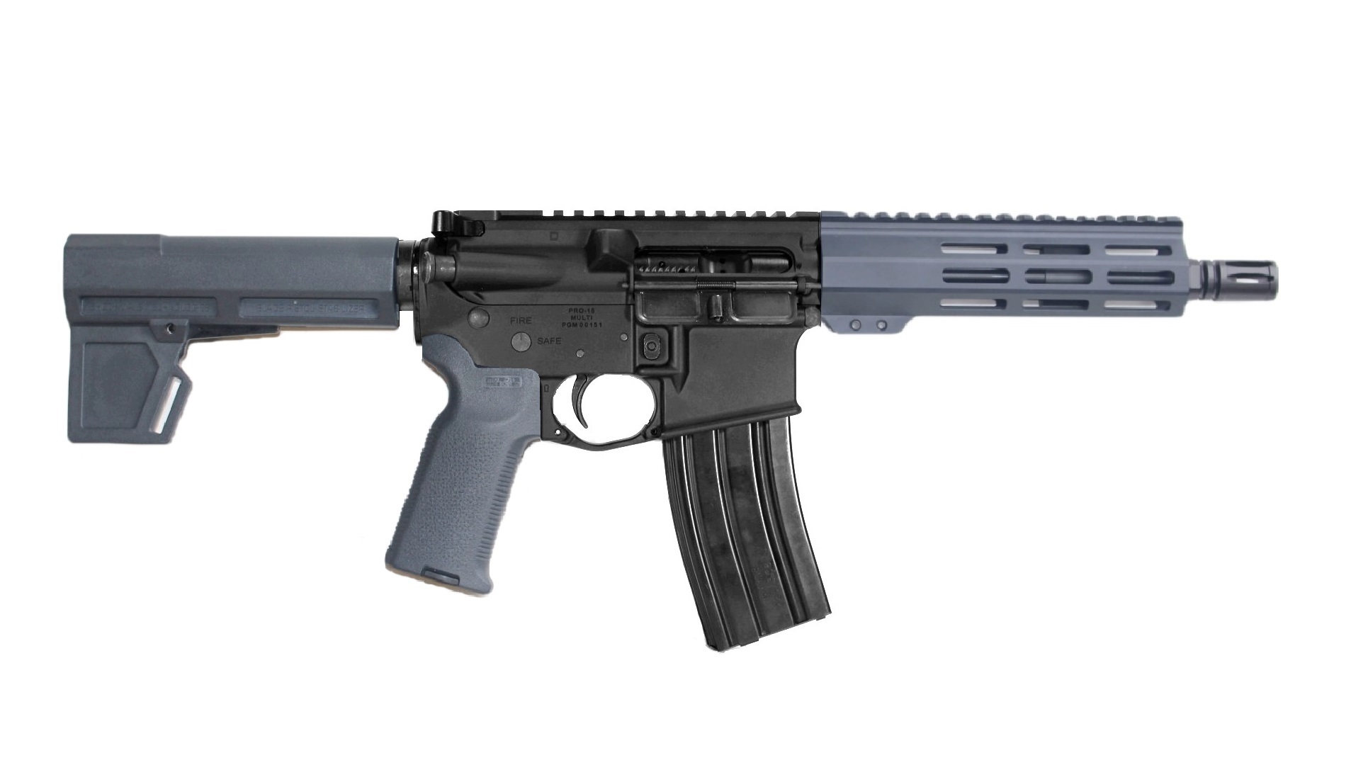 P2A PATRIOT 7.5" 5.56 NATO 1/7 Pistol Length Melonite M-LOK Pistol - BLK/GRAY