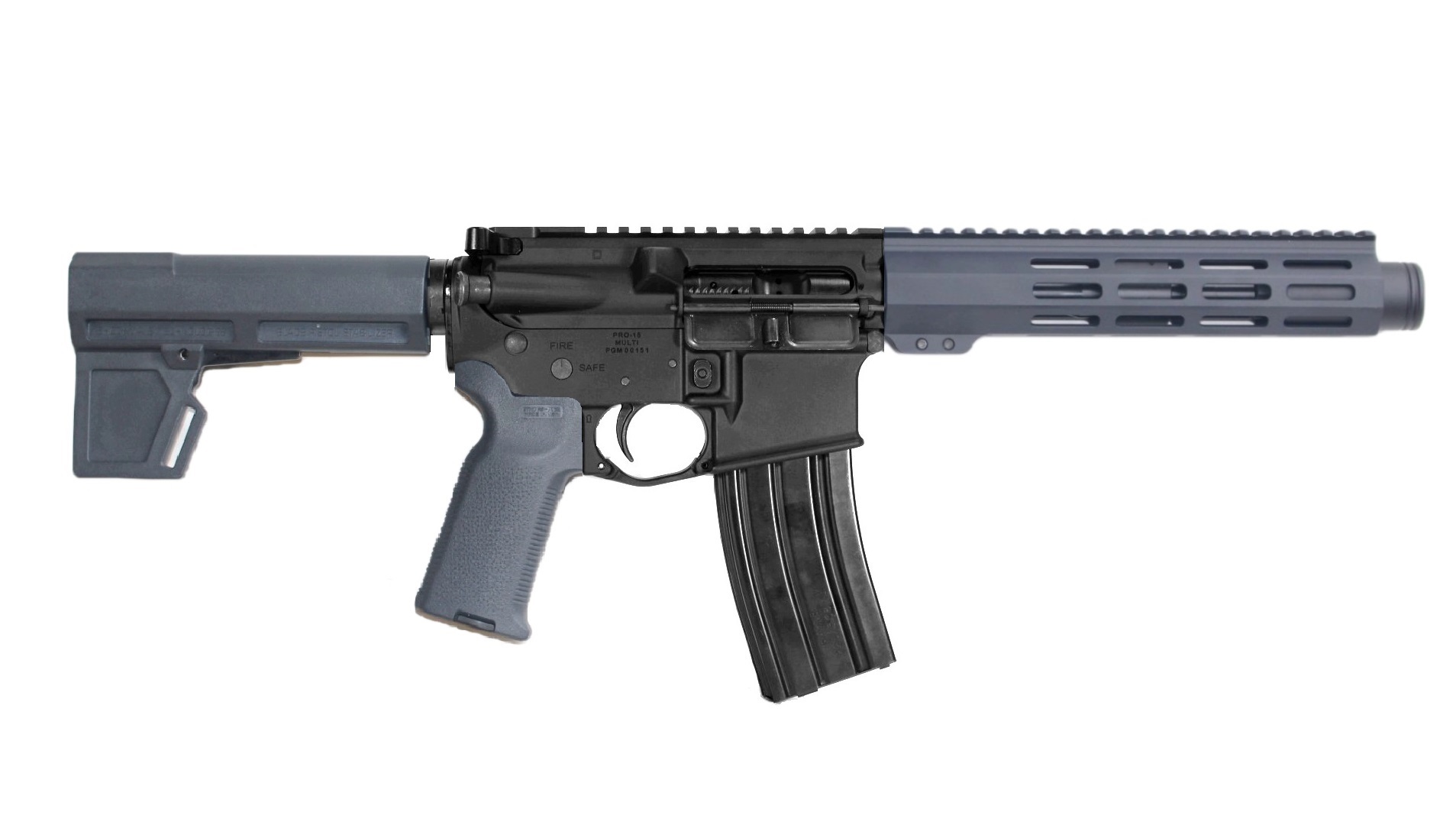 P2A PATRIOT 7.5" 300 Blackout 1/7 or 1/5 Pistol Length Melonite M-LOK Pistol with Flash Can - BLK/GRAY