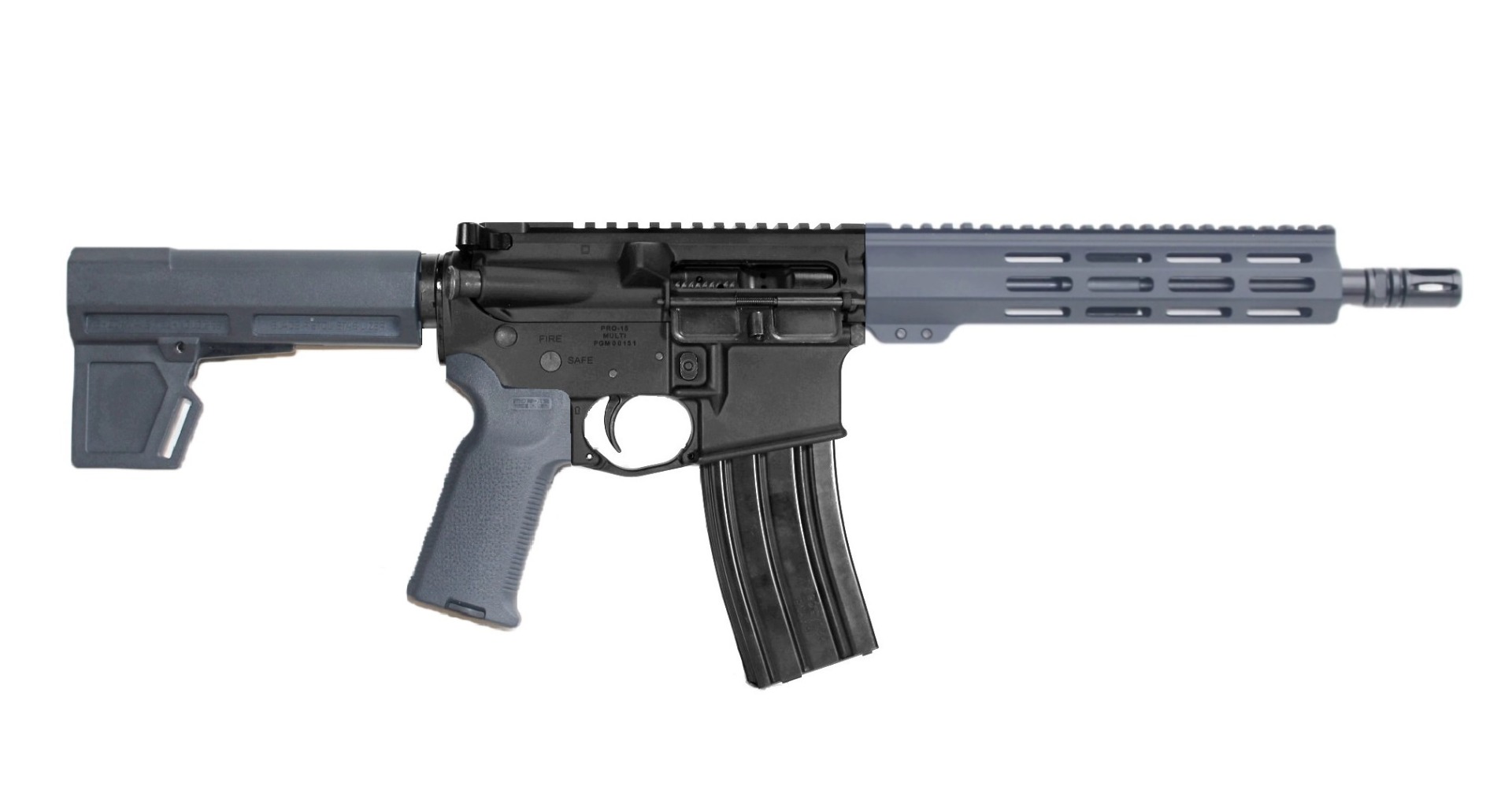 P2A PATRIOT 10.5" 300 Blackout 1/8 or 1/5 Pistol Length Melonite M-LOK Pistol - BLK/GRAY