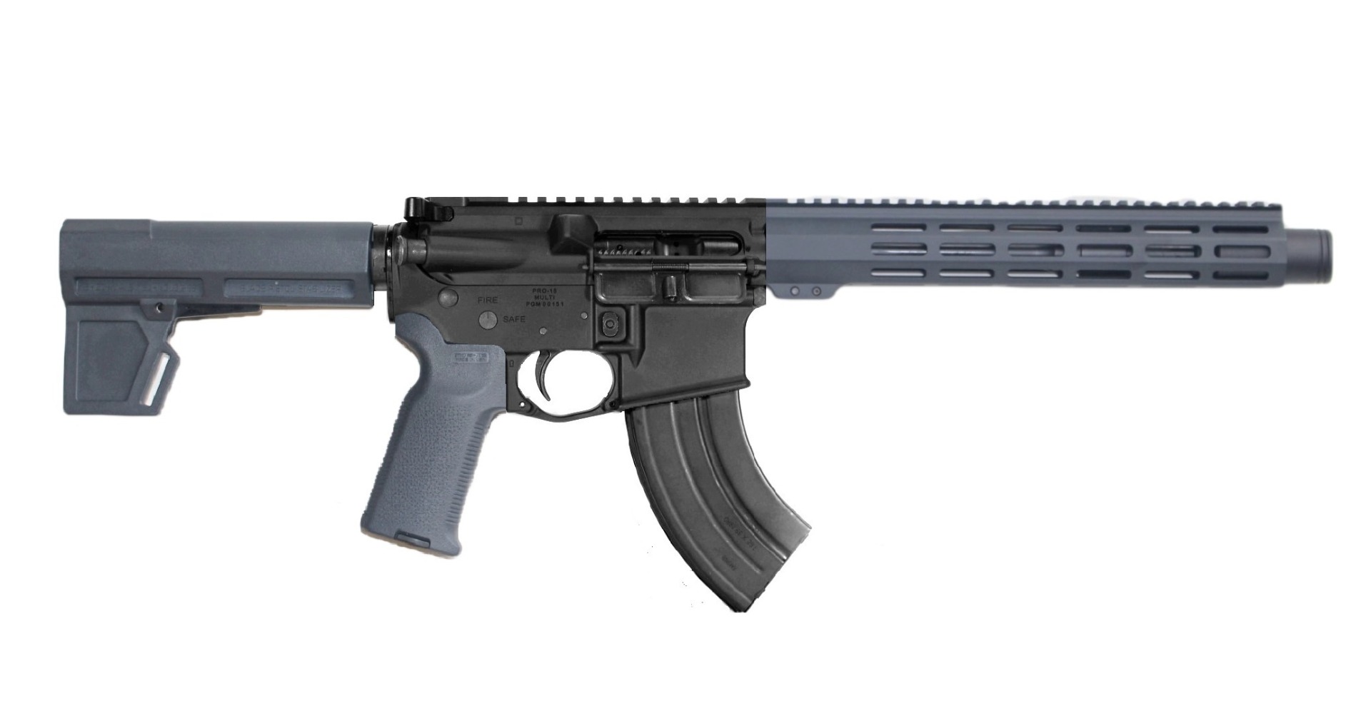 P2A PATRIOT 10.5" 7.62x39 1/10 Carbine Length Melonite M-LOK Pistol with Flash Can - BLK/GRAY
