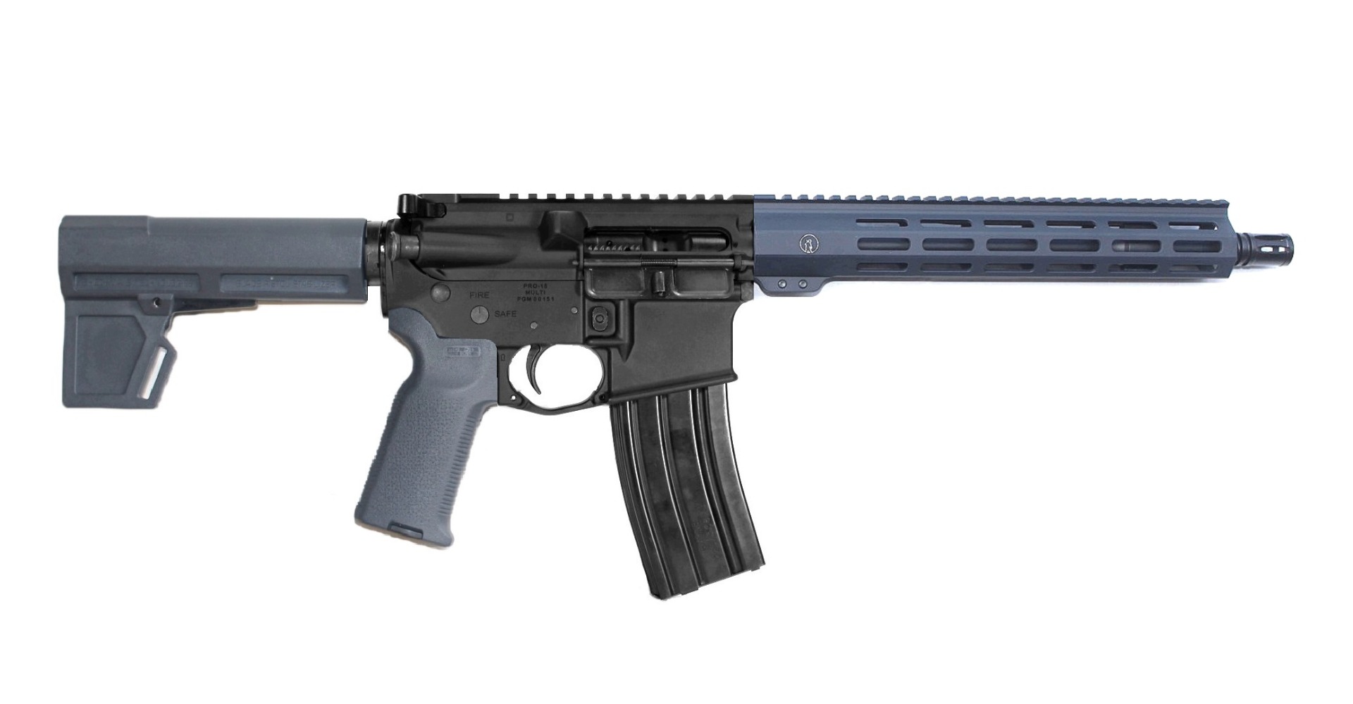 P2A PATRIOT 12.5" 5.56 NATO 1/7 Mid Length Melonite M-LOK Pistol - BLK/GRAY