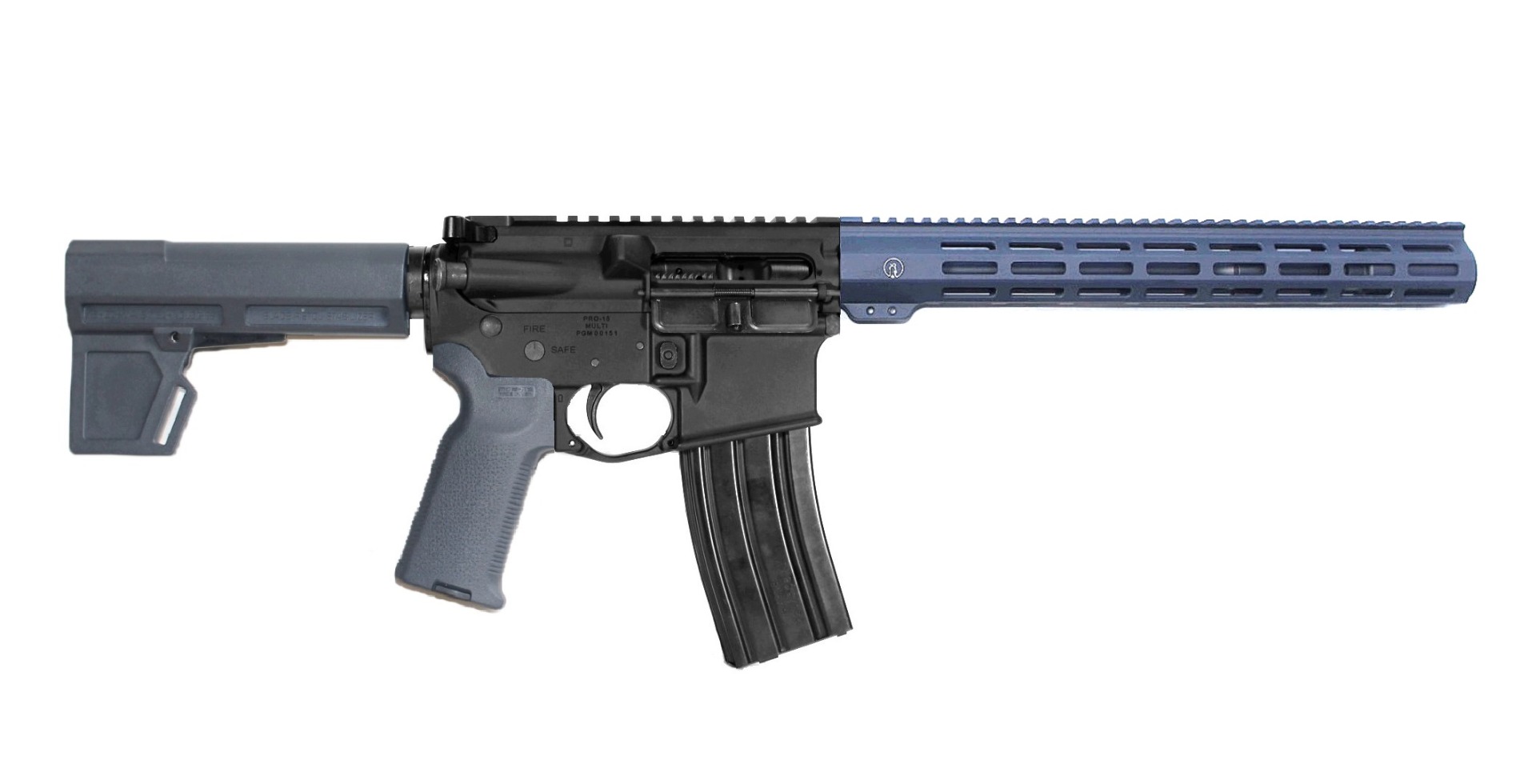 P2A PATRIOT 12.5" 5.56 NATO 1/7 Mid Length Melonite M-LOK Pistol with Flash Can - BLK/GRAY