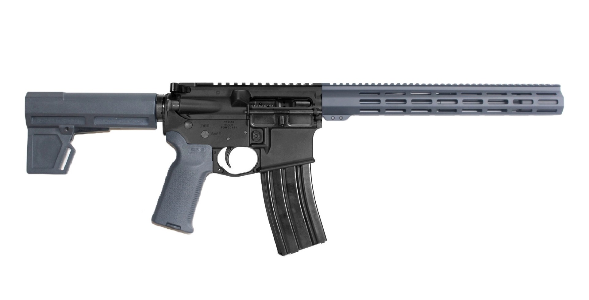 P2A PATRIOT 12.5" 5.56 NATO 1/7 Carbine Length Melonite M-LOK Pistol with Flash Can - BLK/GRAY