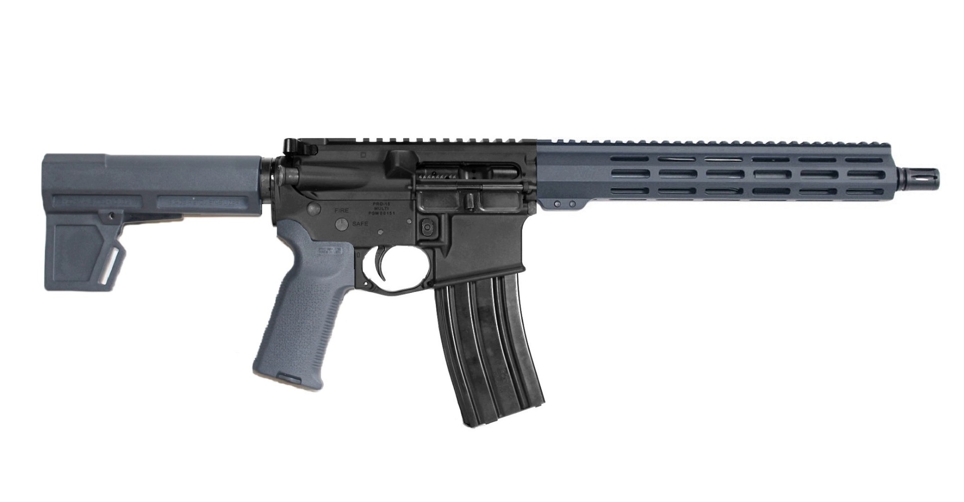 P2A PATRIOT 12.5" 5.56 NATO 1/7 Carbine Length Melonite M-LOK Pistol - BLK/GRAY