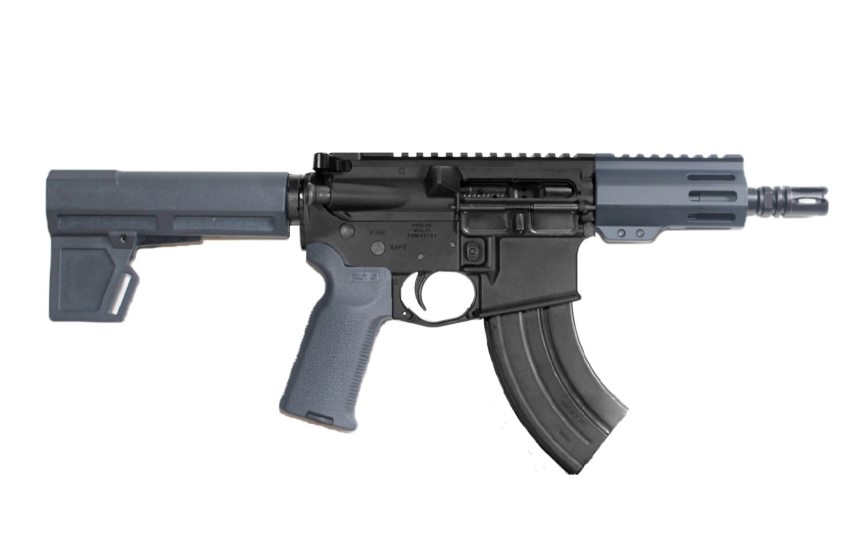 P2A PATRIOT 5" 7.62x39 1/10 Micro Length Melonite M-LOK Pistol - Suppressor Ready - BLK/GRAY