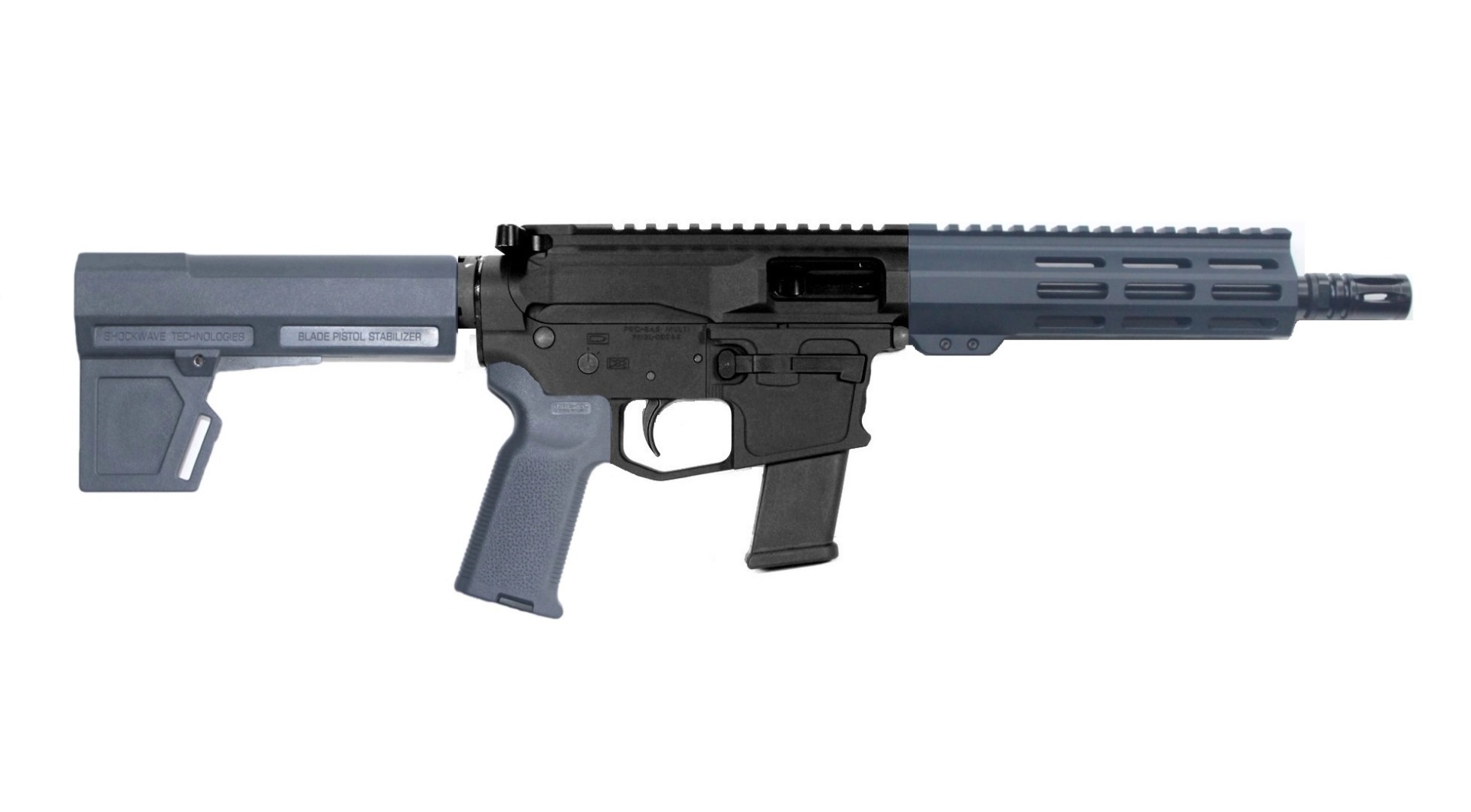 P2A PATRIOT 8.5" 10mm 1/16 Pistol Caliber Melonite M-LOK Pistol - BLK/GRAY
