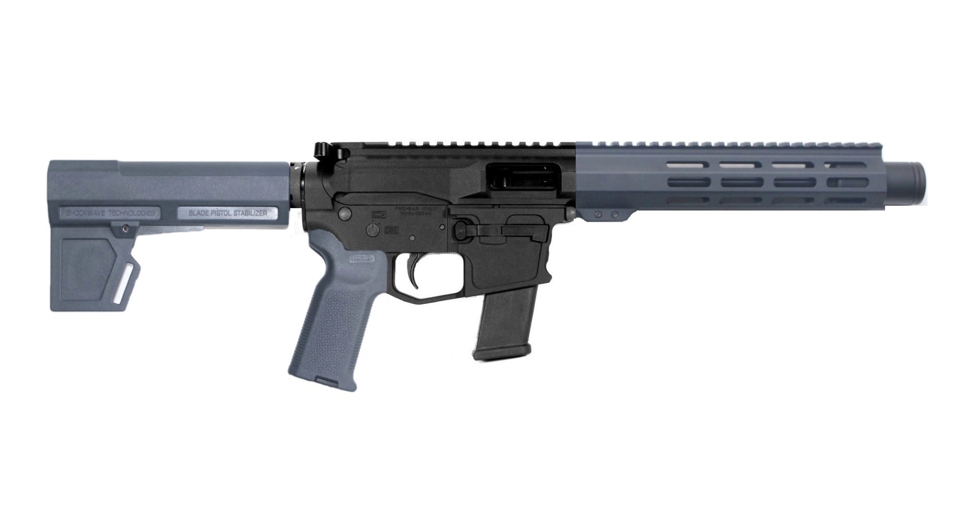 P2A PATRIOT 8.5" 45 ACP 1/16 Pistol Caliber Melonite M-LOK Pistol with Flash Can - BLK/GRAY