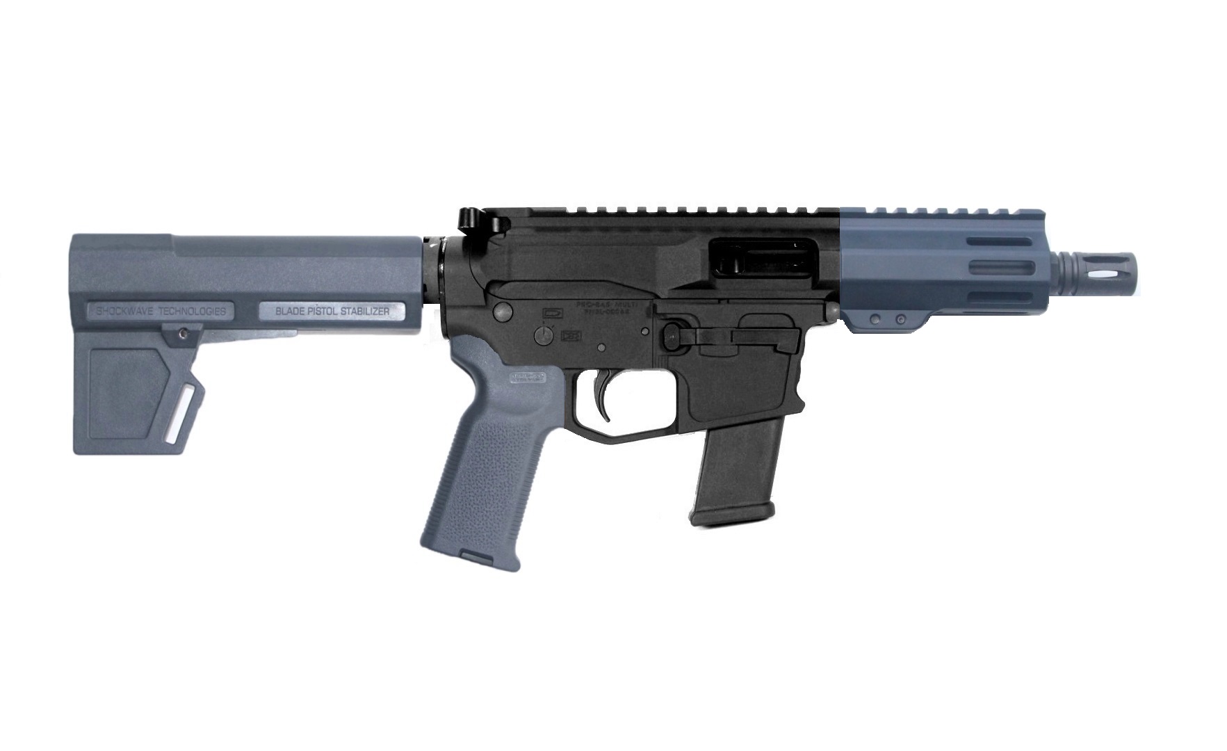 P2A PATRIOT 5" 45 ACP 1/16 Pistol Caliber Melonite M-LOK Pistol - For Suppressors - BLK/GRAY