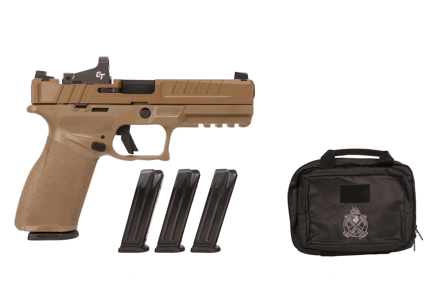 Springfield Echelon 4.5" 9mm FDE Gear Up Package 5-Mags, CT Red Dot, Bag