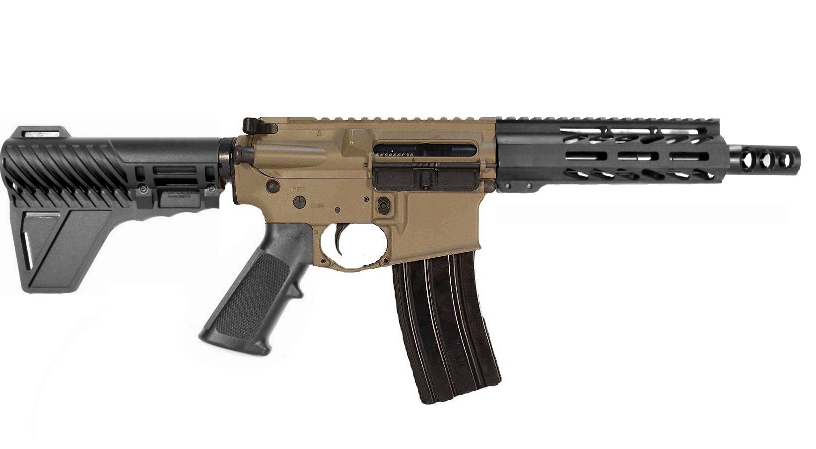 P2A PATRIOT 7.5" 12.7x42 (50 Beowulf) 1/20 Pistol Length Melonite M-LOK Pistol - FDE/BLK