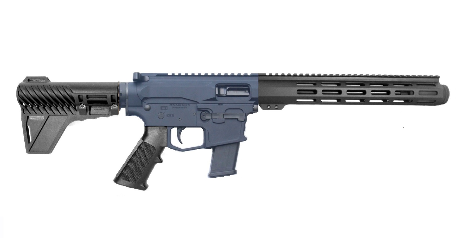 P2A PATRIOT 10.5" 9mm 1/10 Pistol Caliber Melonite M-LOK Pistol with Flash Can - GRAY/BLK