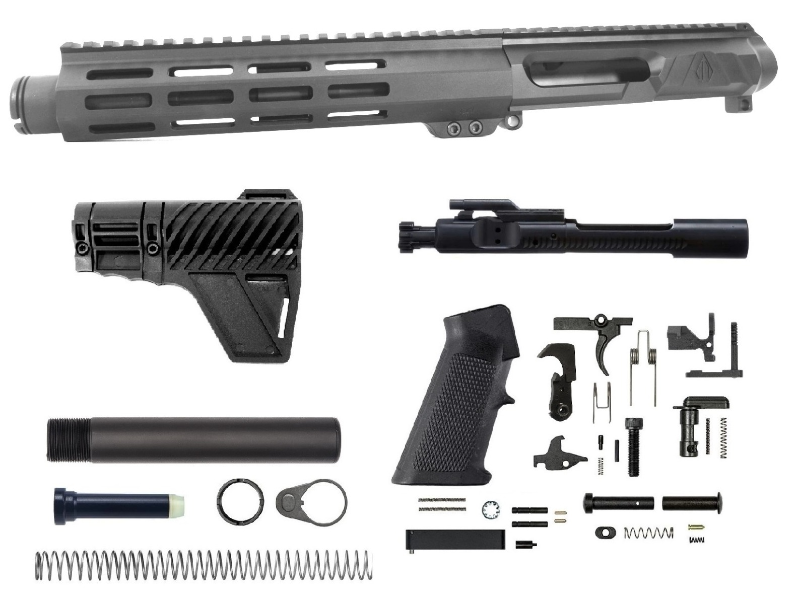7.5 inch AR-15 LEFT HANDED Non Reciprocating Side Charging 300 Blackout Melonite Upper w/Can Kit | 100% USA MADE