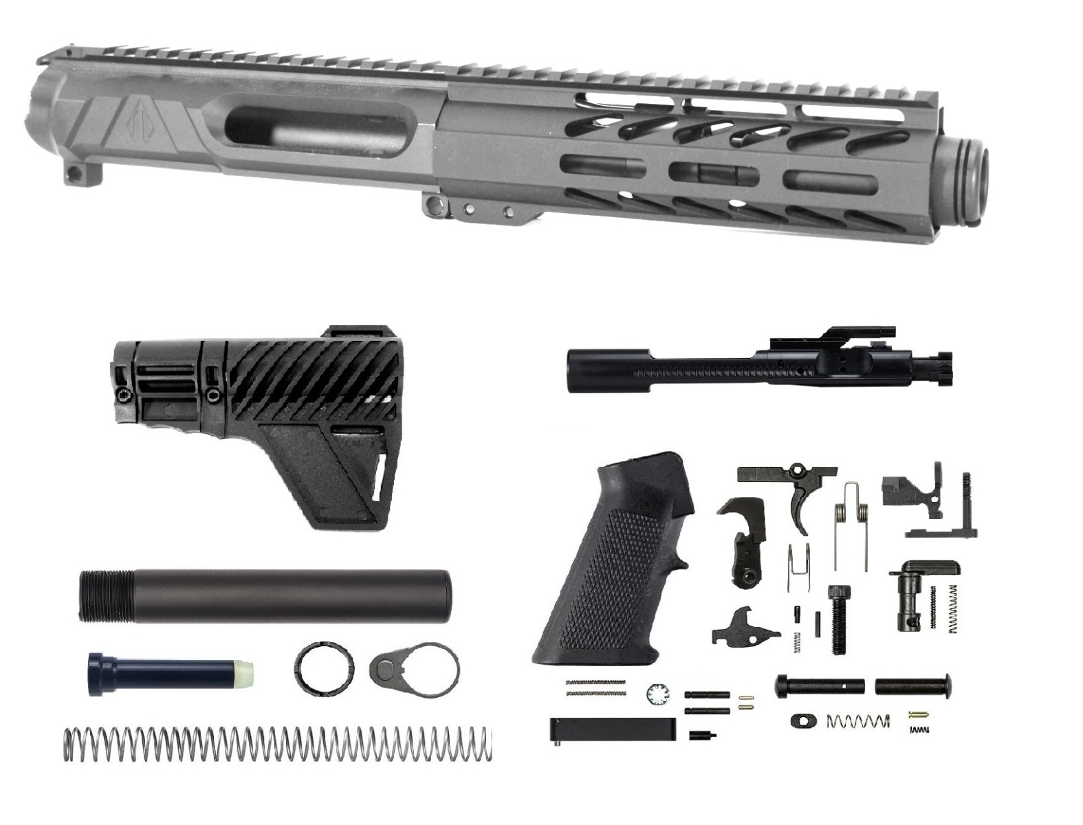 5 inch AR-15 NR Side Charging 5.56 NATO M-LOK Melonite Upper with Flash Can Kit | Pro2A Tactical