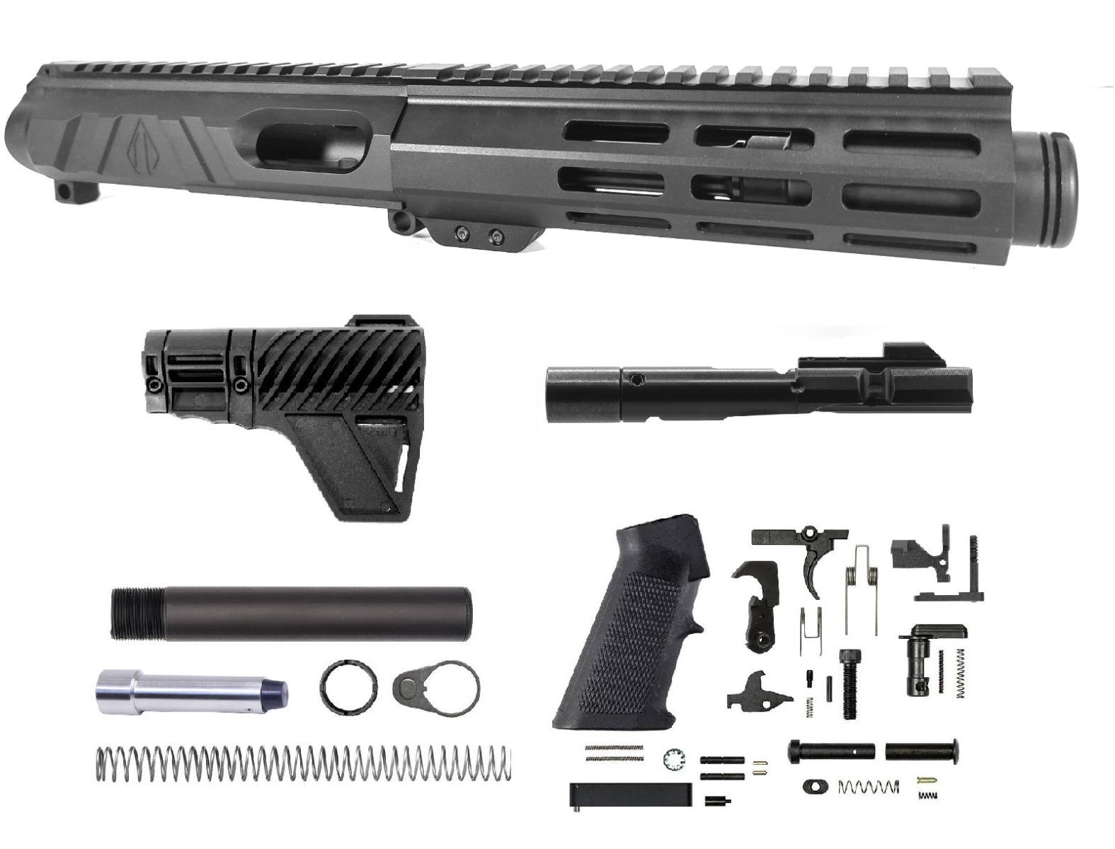 5 inch AR-15 Non Reciprocating Side Charging 45 ACP Pistol Caliber Melonite Upper w/CAN Complete Kit | Pro2A Tactical