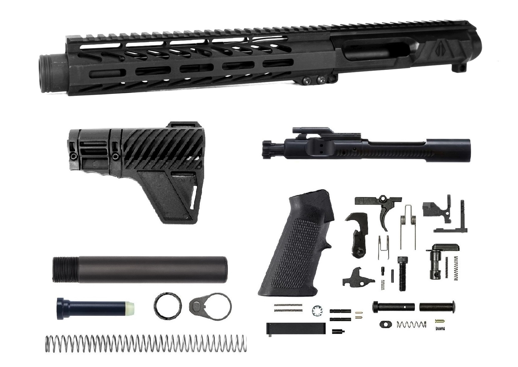 8 inch AR-15 LEFT HANDED NR Side Charging 5.56 NATO Melonite Upper w/Can Complete Kit | Fast Shipping