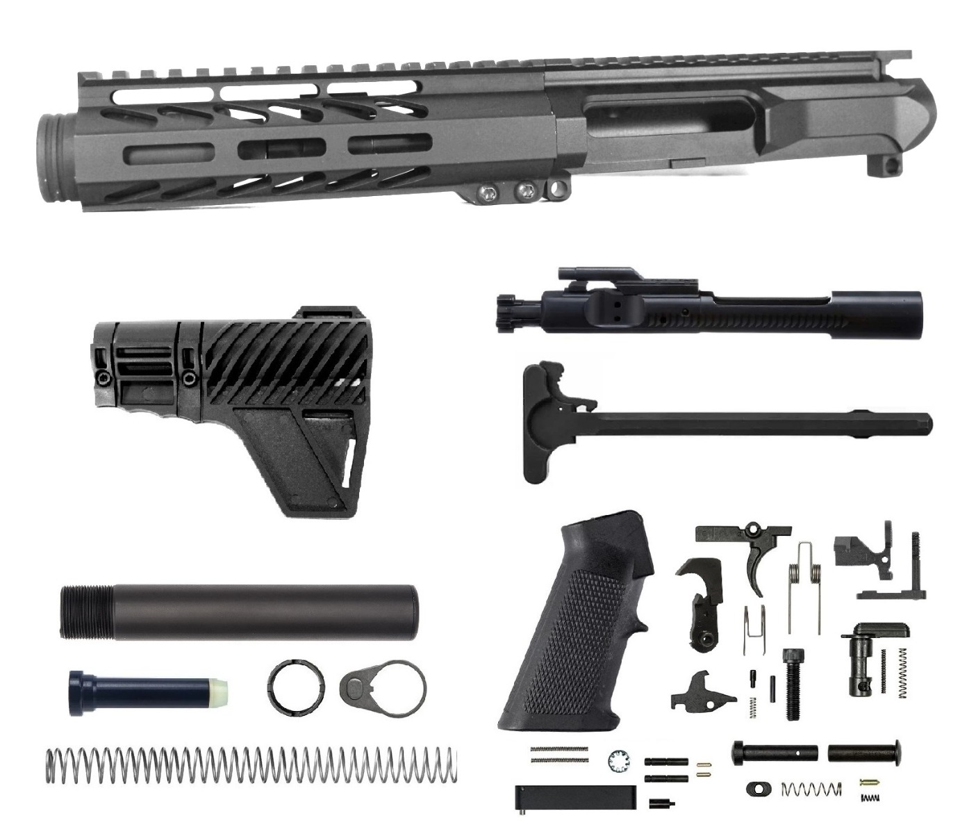 5 inch LEFT HANDED AR-15 5.56 NATO Pistol Melonite Upper w/Can Complete Kit | Pro2a Tactical