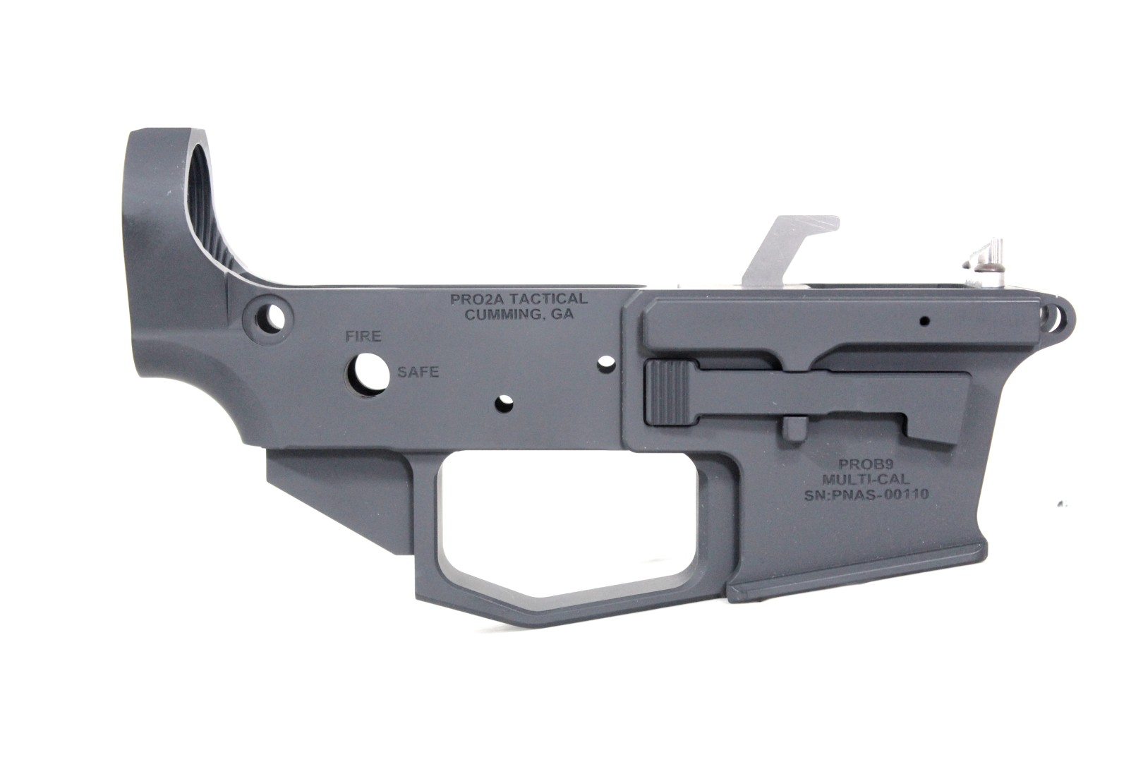 Pro2A AR-9 45 ACP/10MM Stripped Billet Lower Receiver - Gen 2 - Gray