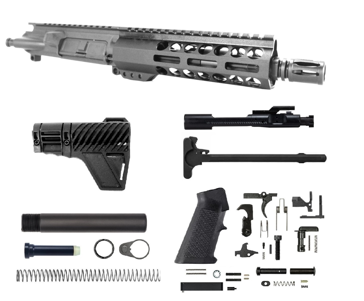 7.5 inch AR-15 7.62x39 Pistol Length M-LOK Nitride Upper Kit | Pro2A Tactical