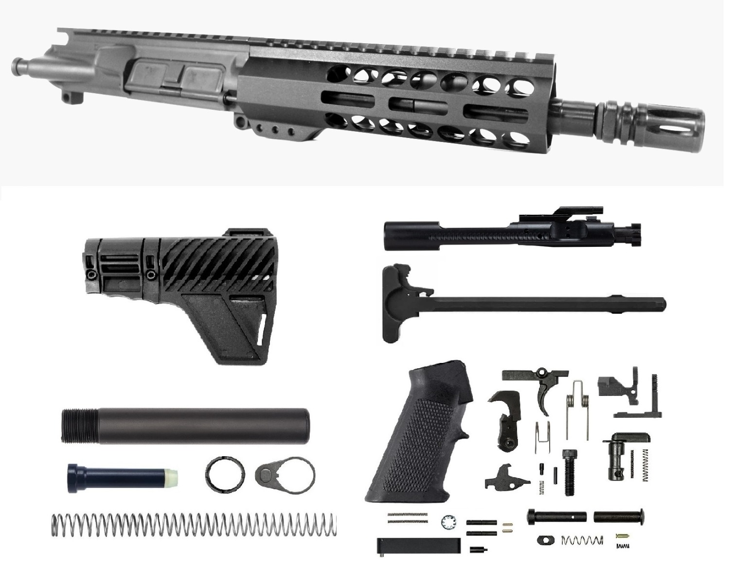8 inch AR-15 5.56 NATO Pistol M-LOK Nitride Upper Complete Kit | 100% USA MADE | Fast Shipping
