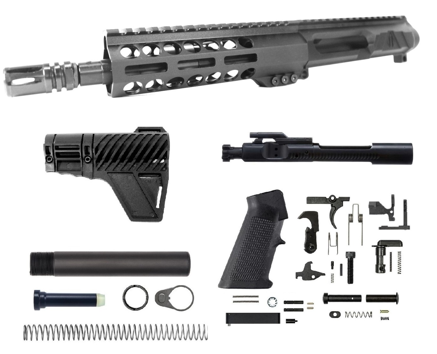 8 inch AR-15 LEFT HANDED NR Side Charging 5.56 NATO Melonite Upper Complete Kit | US Made | Lifetime Warranty