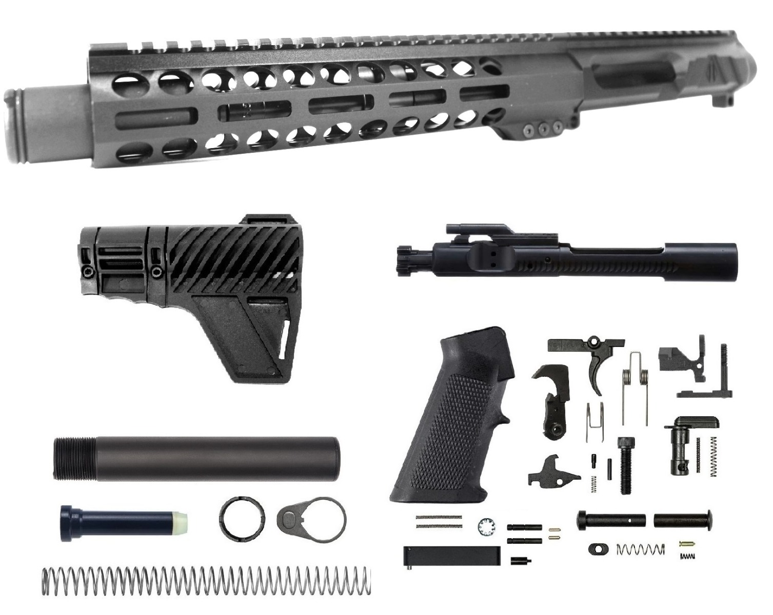 8.5 inch 300 Blackout AR-15 Left Handed NR Side Charging Upper Kit w/Flash Can | Pro2A Tactical