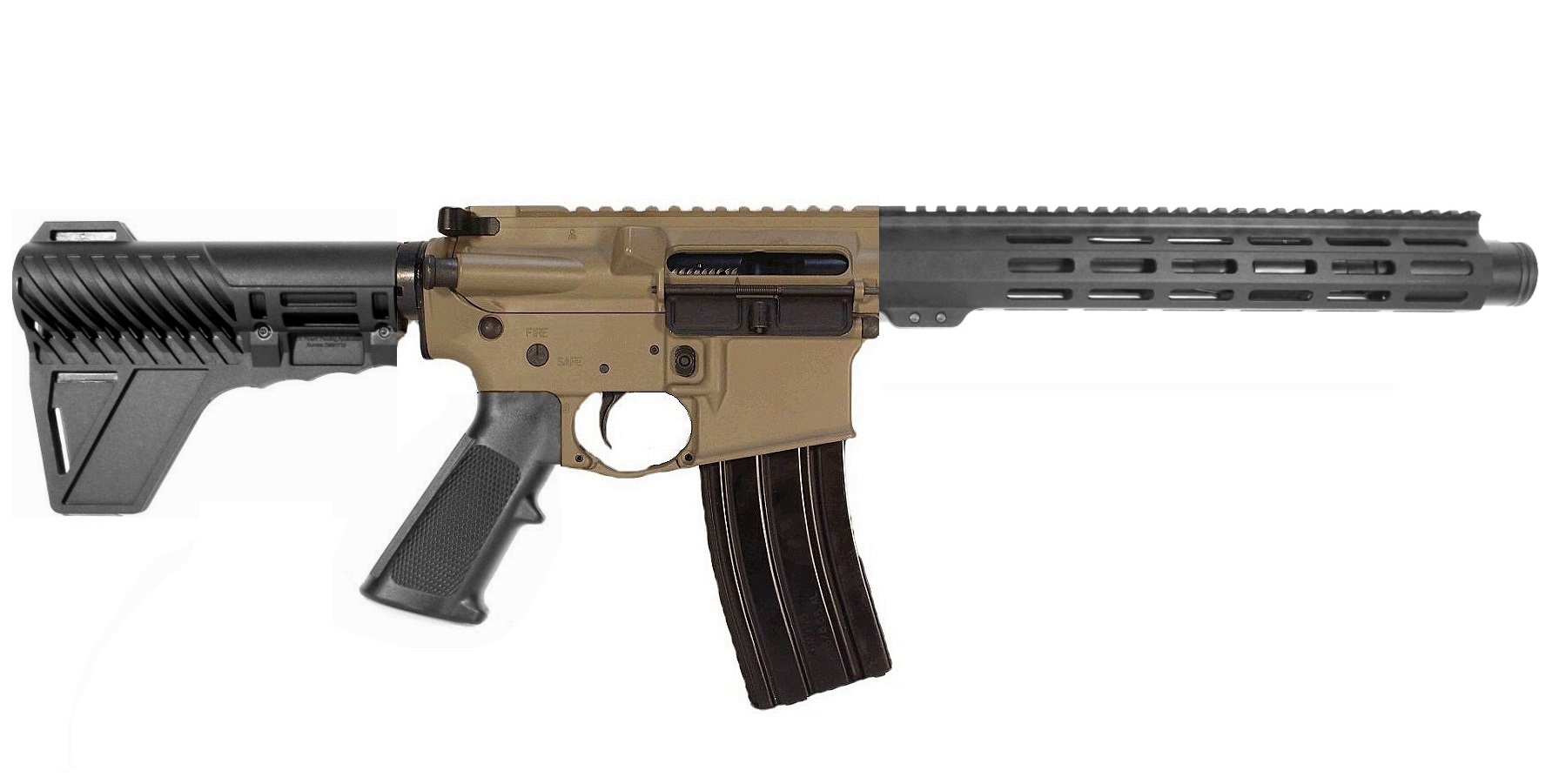 10.5 inch 450 Bushmaster AR Pistol FDE/BLK 2 Tone 