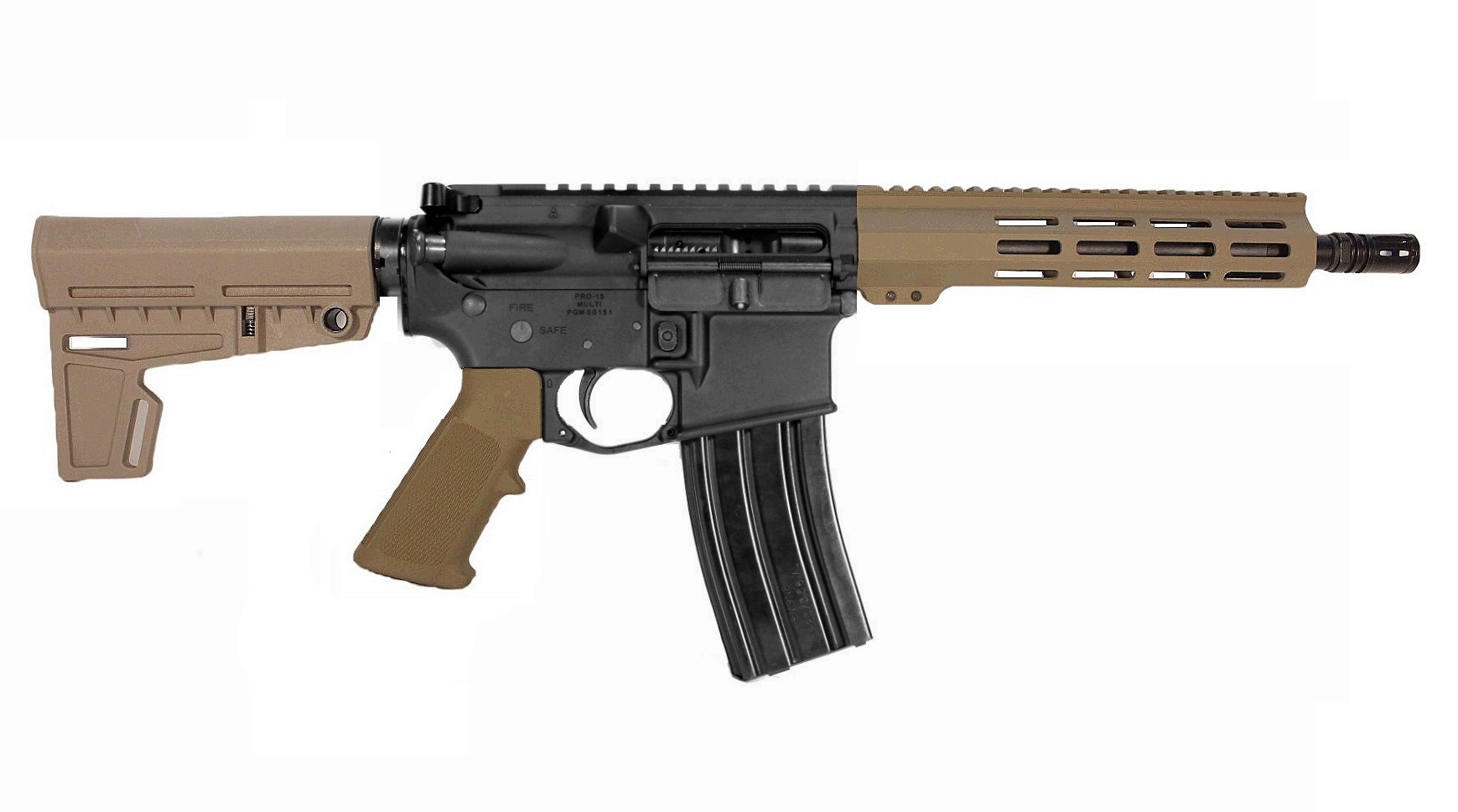 10.5 inch 7.62x39 AR Pistol in BLK/FDE
