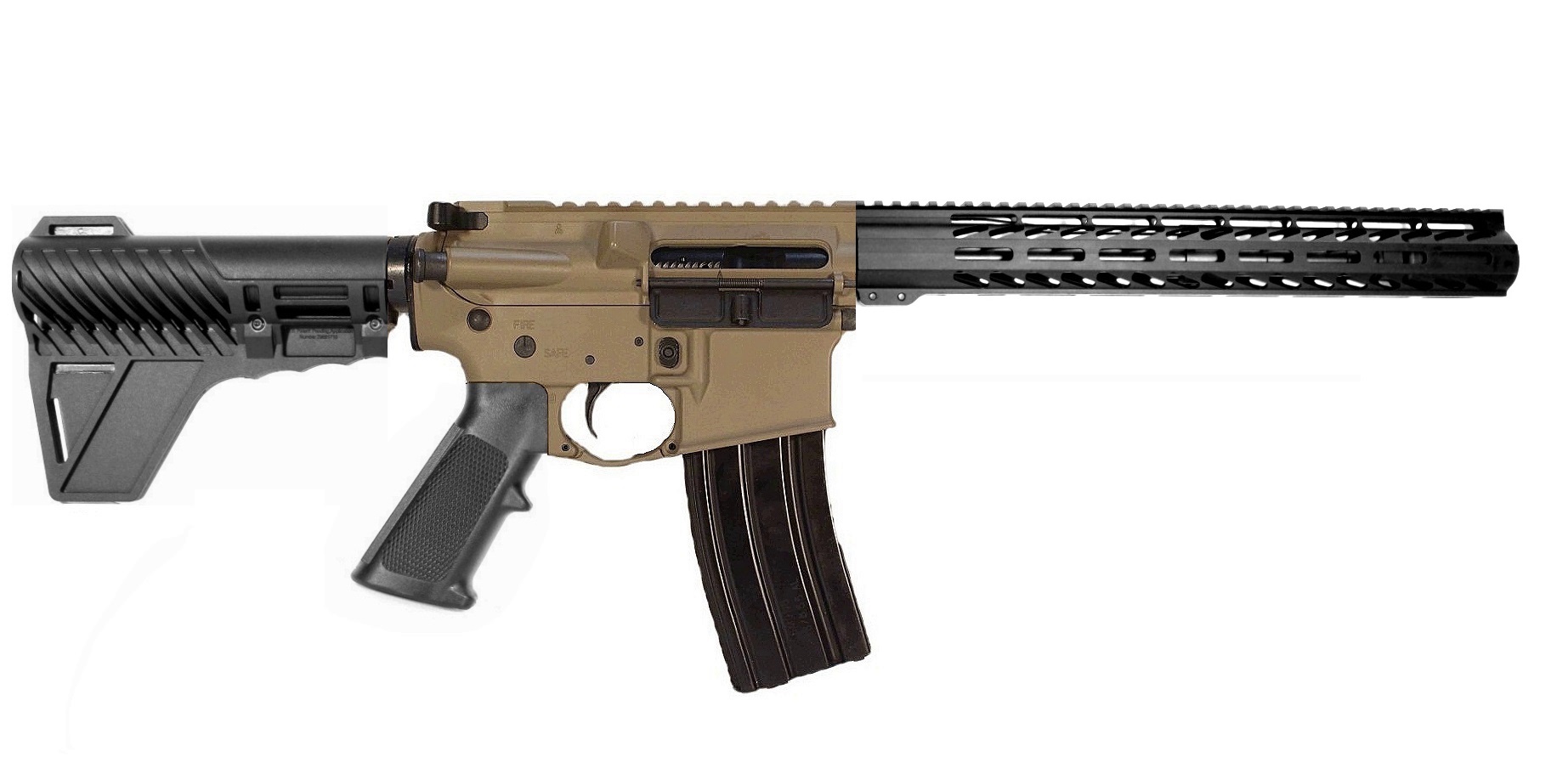 12.5 inch 5.56 AR Pistol 2 TONE FDE/BLACK
