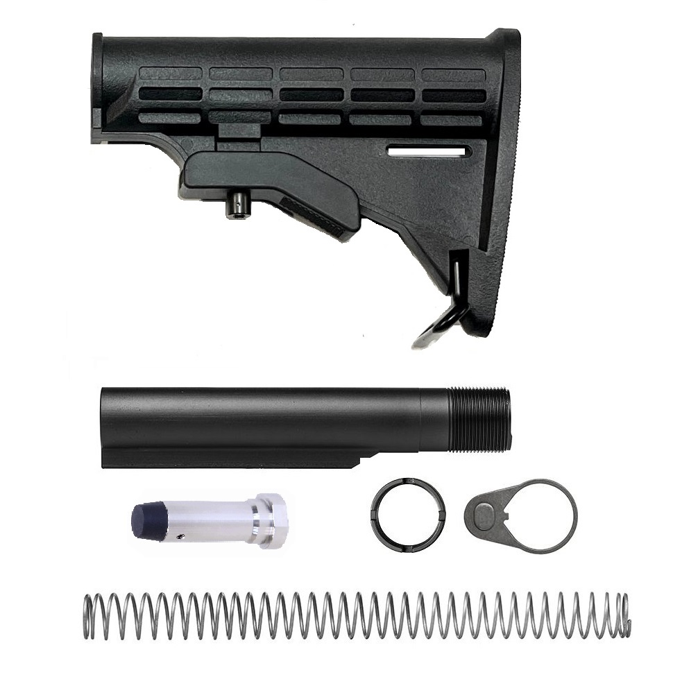AR-10 / AR-308 Milspec M4 Stock Kit - Black | Pro2a Tactical