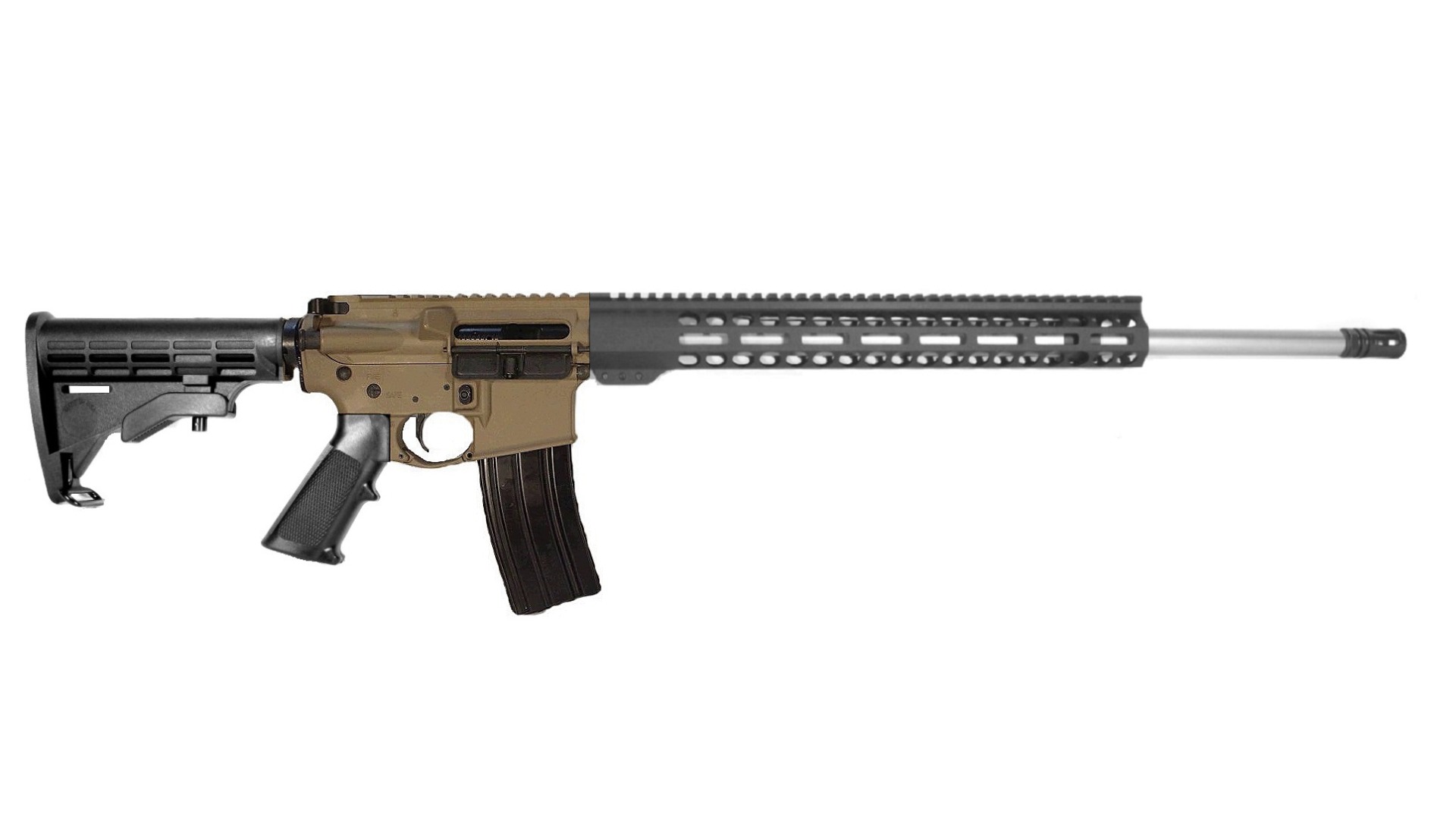 22 inch 223 Wylde Stainless Rifle 2 Tone FDE Black 