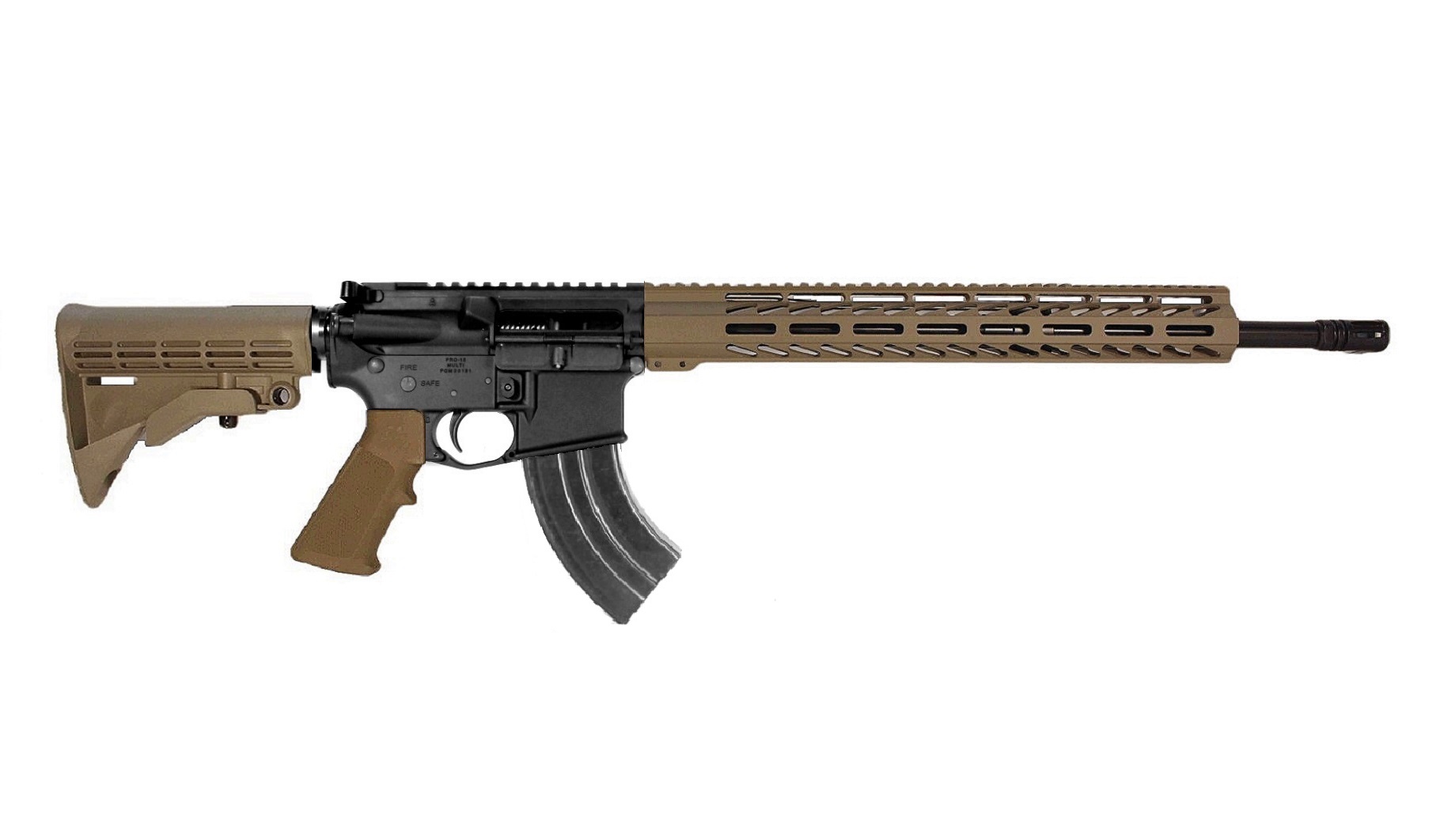 18 inch 7.62x39 AR-15 Rifle BLK/FDE COLOR 