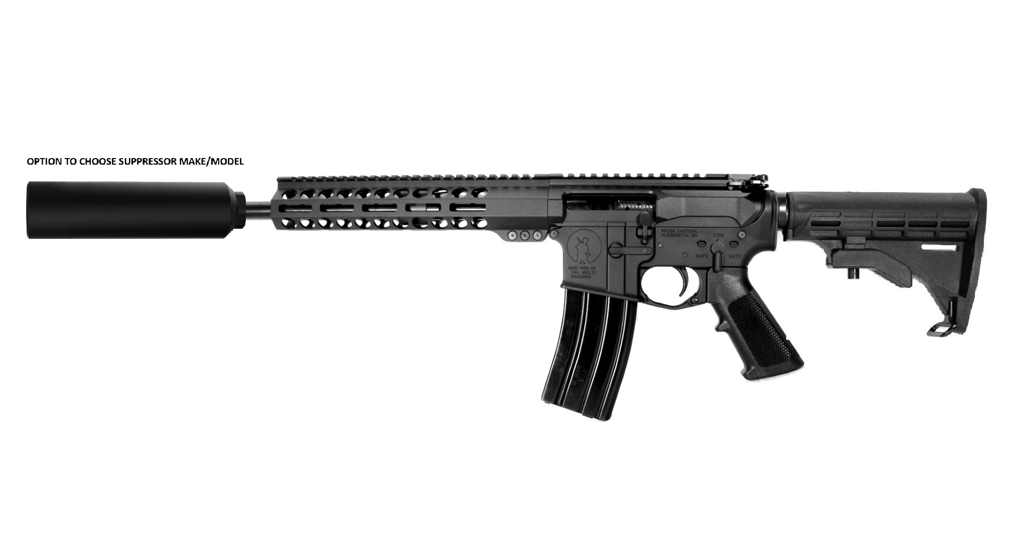 P2A PATRIOT LEFT HAND 12.5" 300 Blackout SBR + BYO Suppressor Package