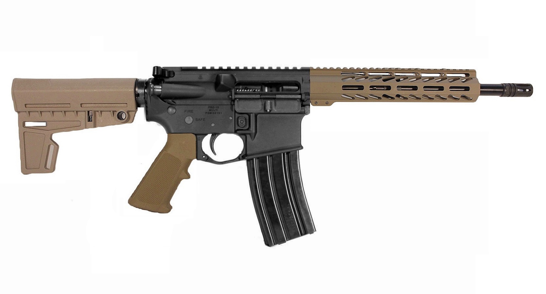 12.5 inch 300 Blackout AR Pistol BLK/FDE | 2 TONE FINISH