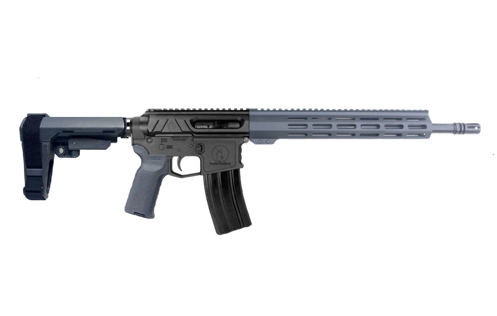 P2A VALIANT 14.5" 5.56 NATO 1/7 Mid Length Melonite M-LOK Pistol - BLK/GRAY