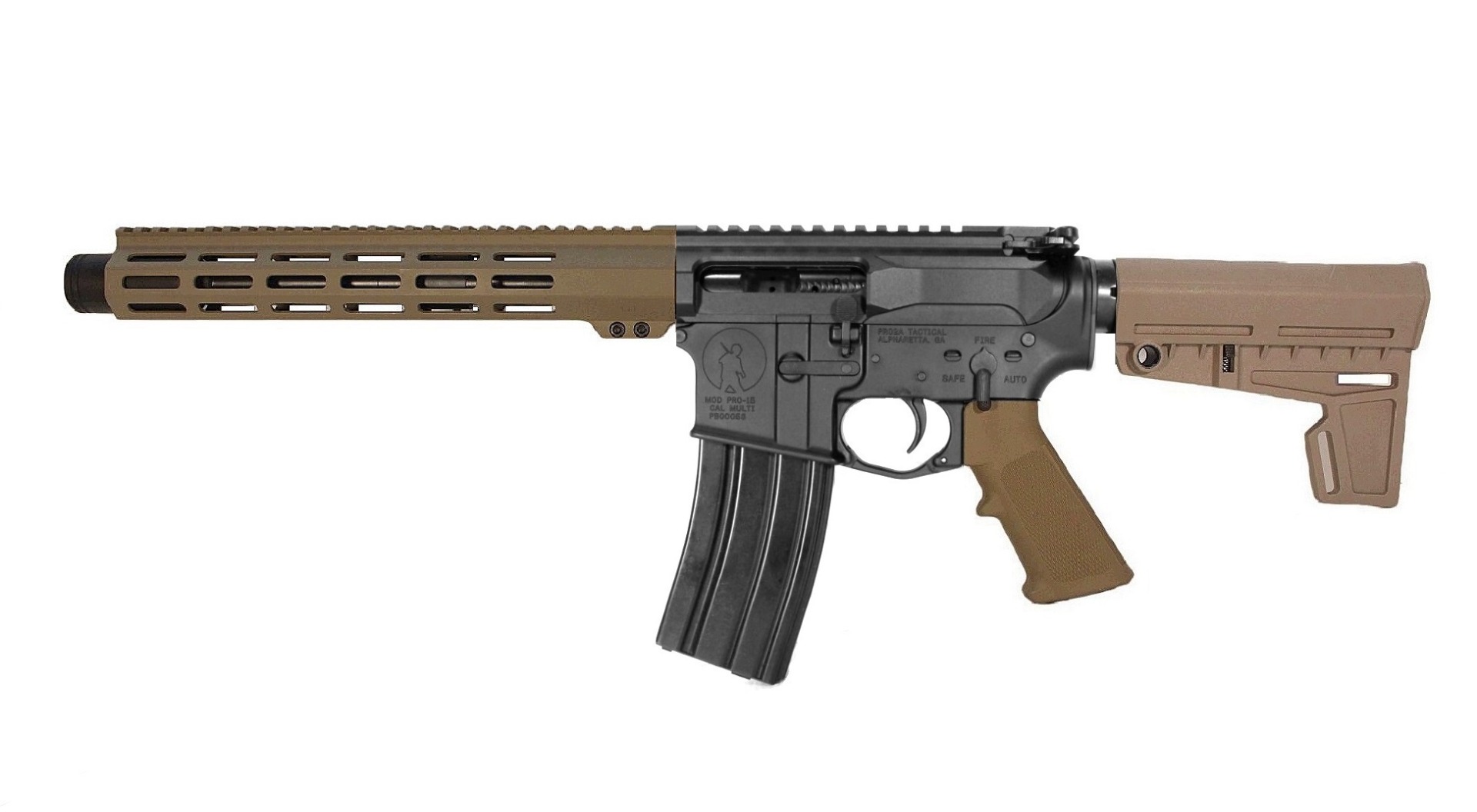 10.5" 300 Blkout AR15 Pistol Left Hand BLK/FDE